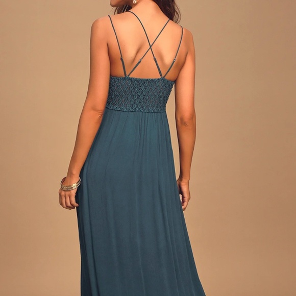 Free People Adella Maxi Slip Teal Jewel - Picture 3 of 4